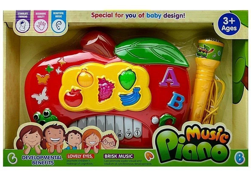 Lean Toys Interaktyvus pianinas vaikams su mikrofonu Obuoliukas