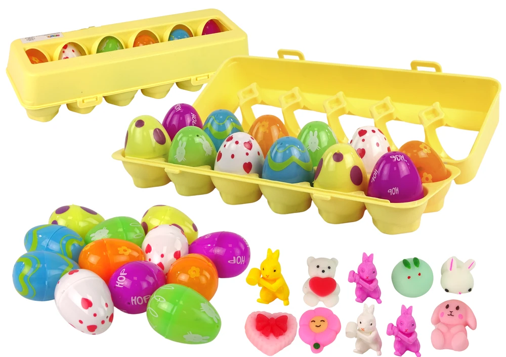 Lean Toys Vaikiškas velykinių kiaušinių rinkinys, 12 vnt.