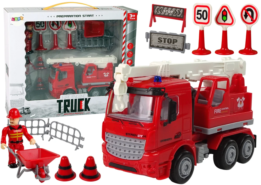 Lean Toys Gaisrinė mašina su priedais, raudona