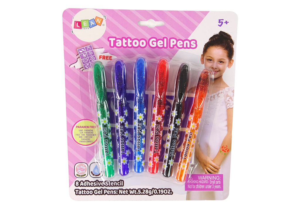 Geliniai rašikliai tatuiruotėms daryti Lean Toys, 6 vnt