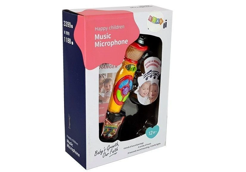 Lean Toys Vaikiškas karaoke mikrofonas su garso ir šviesos efektais