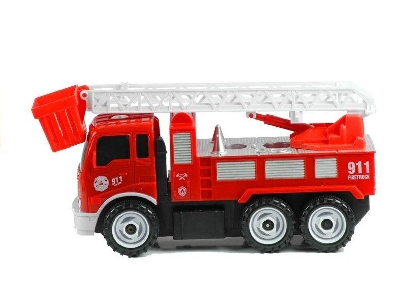 Lean Toys Gaisrinis automobilis su ištraukiamomis kopėčiomis ir įrankiais