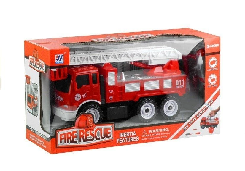 Lean Toys Gaisrinis automobilis su ištraukiamomis kopėčiomis ir įrankiais