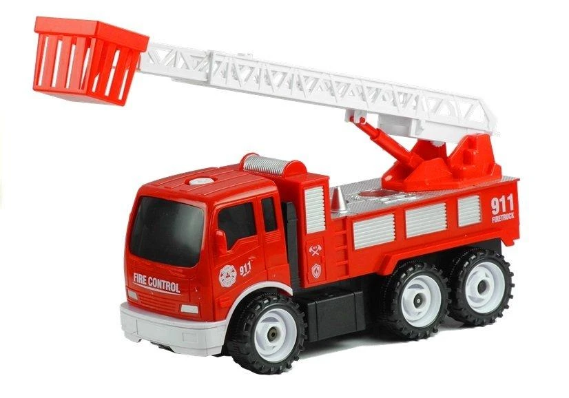 Lean Toys Gaisrinis automobilis su ištraukiamomis kopėčiomis ir įrankiais