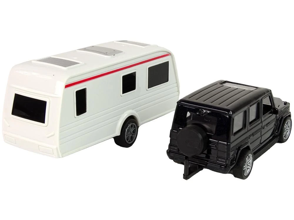 Lean Toys Juodos spalvos džipo ir kemperio rinkinys