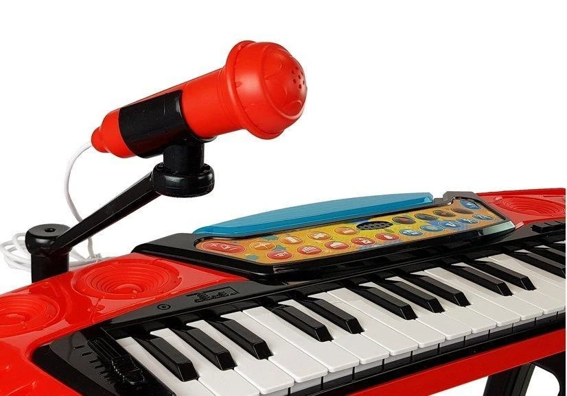 Lean Toys Klaviatūra su stovu, kėdute ir mikrofonu – 37 klavišai, raudona