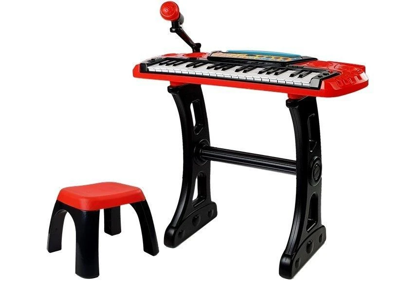 Lean Toys Klaviatūra su stovu, kėdute ir mikrofonu – 37 klavišai, raudona