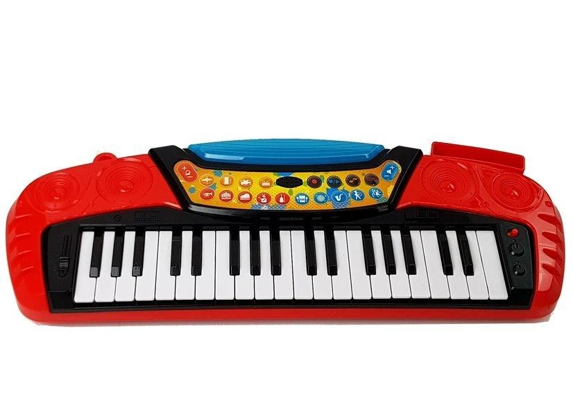 Lean Toys Klaviatūra su stovu, kėdute ir mikrofonu – 37 klavišai, raudona