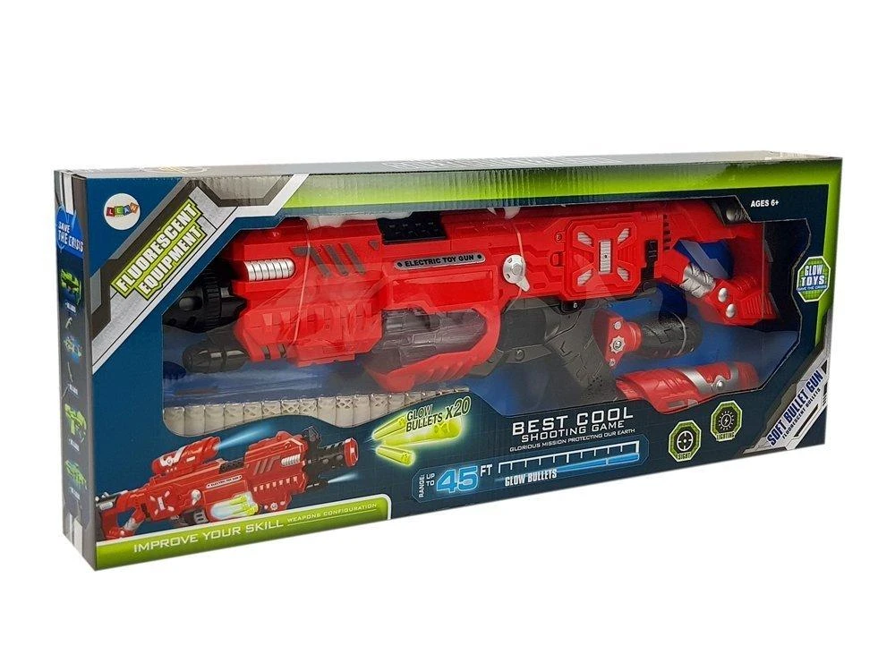 Lean Toys Vaikiškas šviečiantis putplasčio šautuvas su lazeriu, 54x18x8 cm