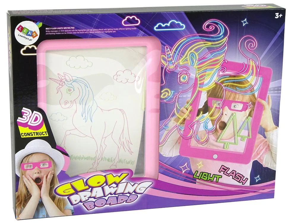 3D piešimo lenta Lean Toys Magical Illuminated