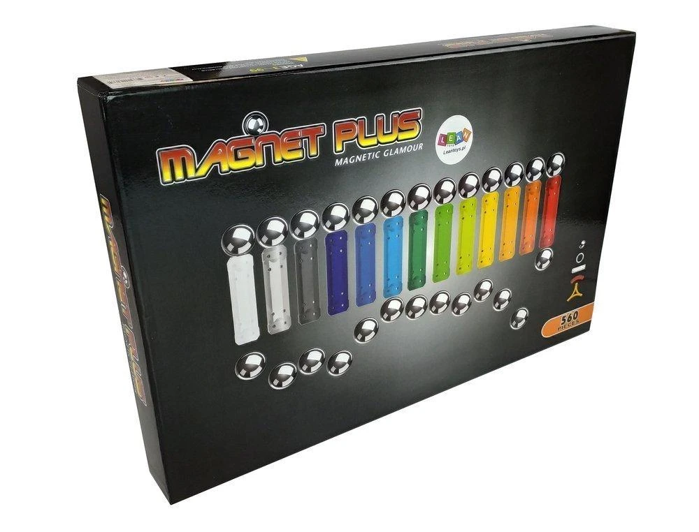 Lean Toys Magnastix magnetinių blokelių rinkinys 560 + lenta