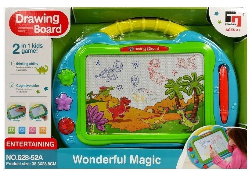 Lean Toys Magnetinė piešimo lenta Dinozaurai