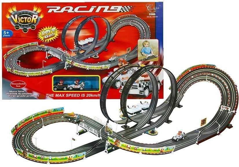 Lean Toys Lenktynių trasa su dviem automobiliais - 452 cm