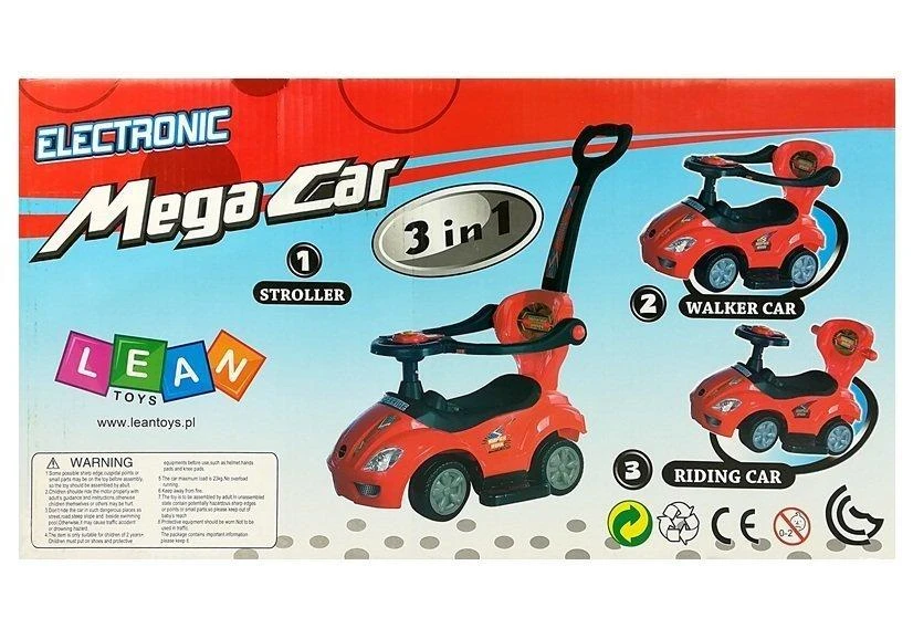 Lean Cars Paspiriama mašinėlė-stumdukas Mega Car 3in1