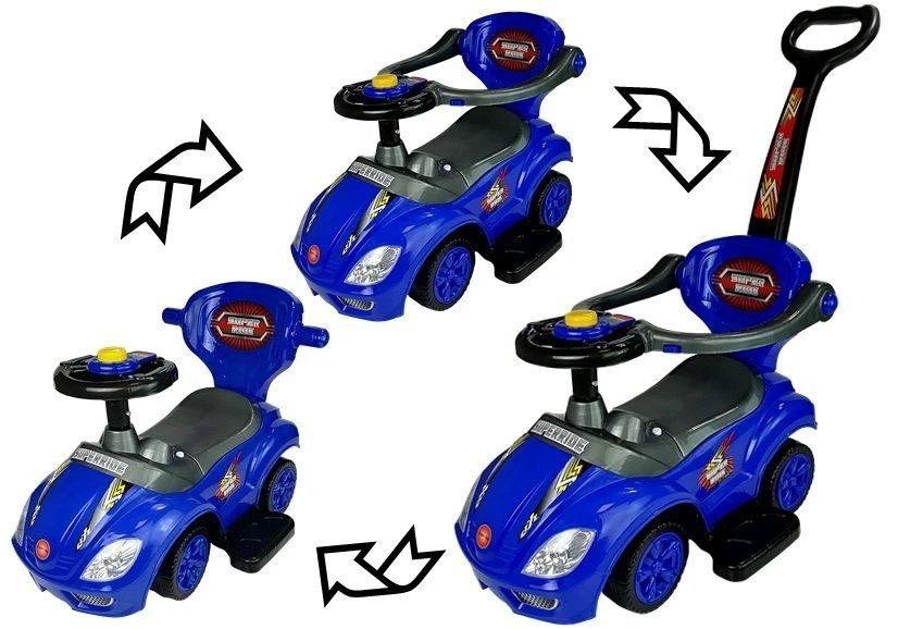 Lean Cars Vaikiškas paspirtukas Mega Car, 3 viename, 85 cm