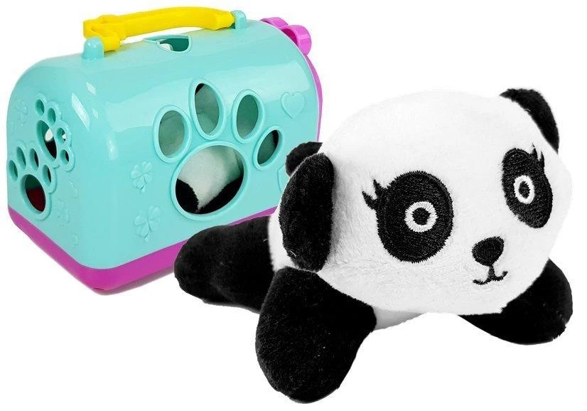 Lean Toys Plušinė Panda su Transportavimo Dėžute