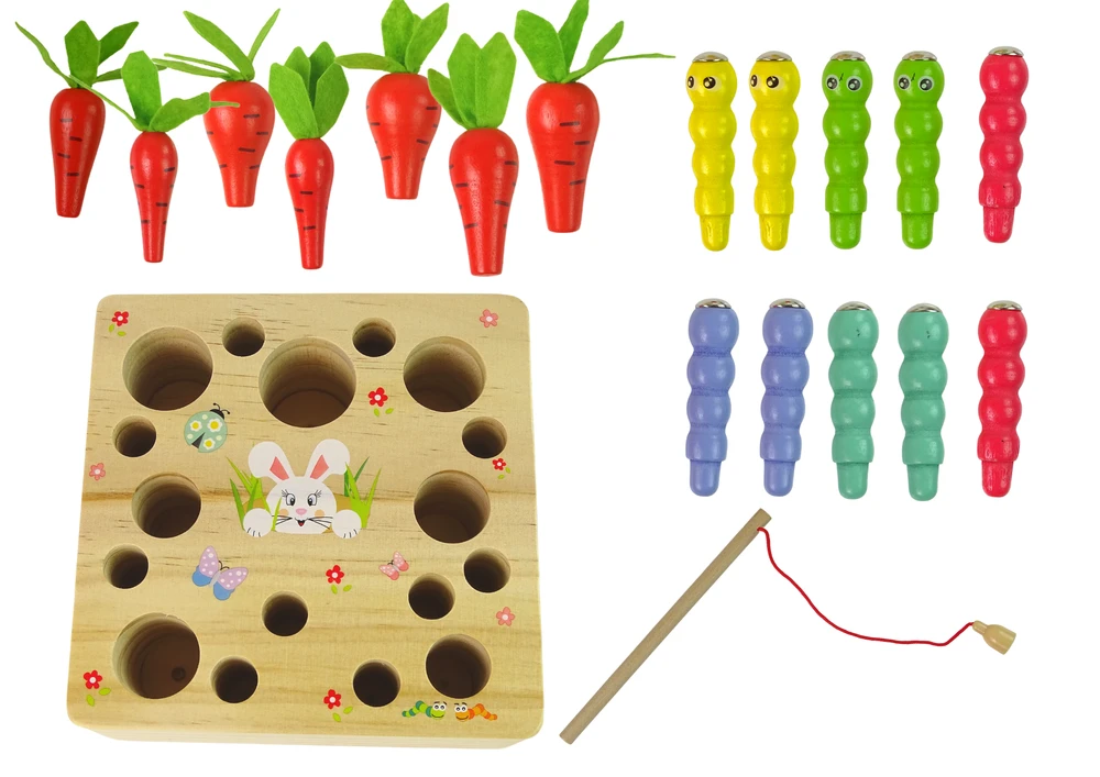Lean Toys Medinis vaikų žaidimas su morkomis ir sliekais