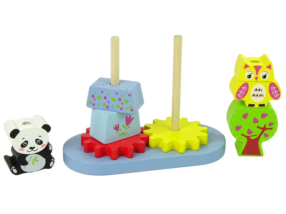 Mediniai gyvūnai vaikams Lean Toys, panda ir pelėda