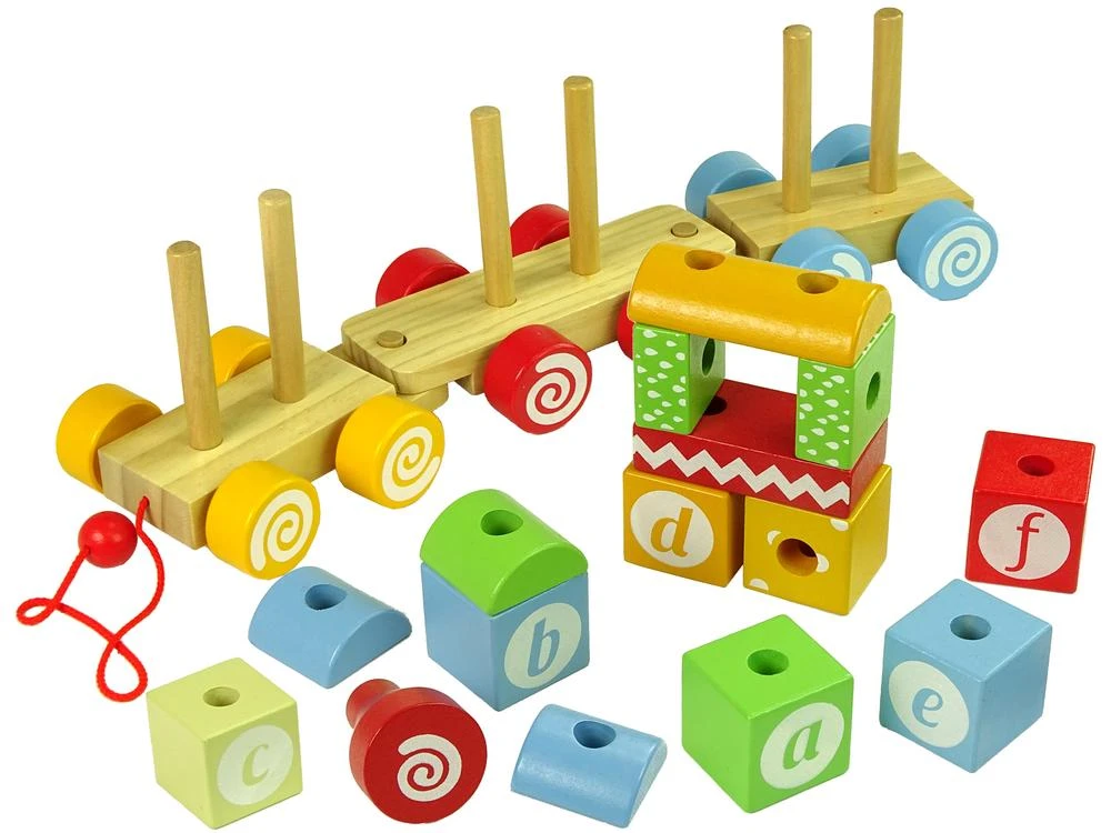 Lean Toys Edukacinis medinis traukinukas