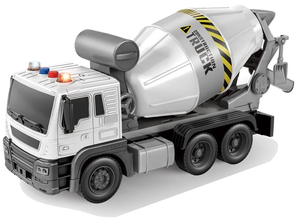 Lean Toys Sunkvežimis su besisukančia betono maišykle, garsais ir šviesomis