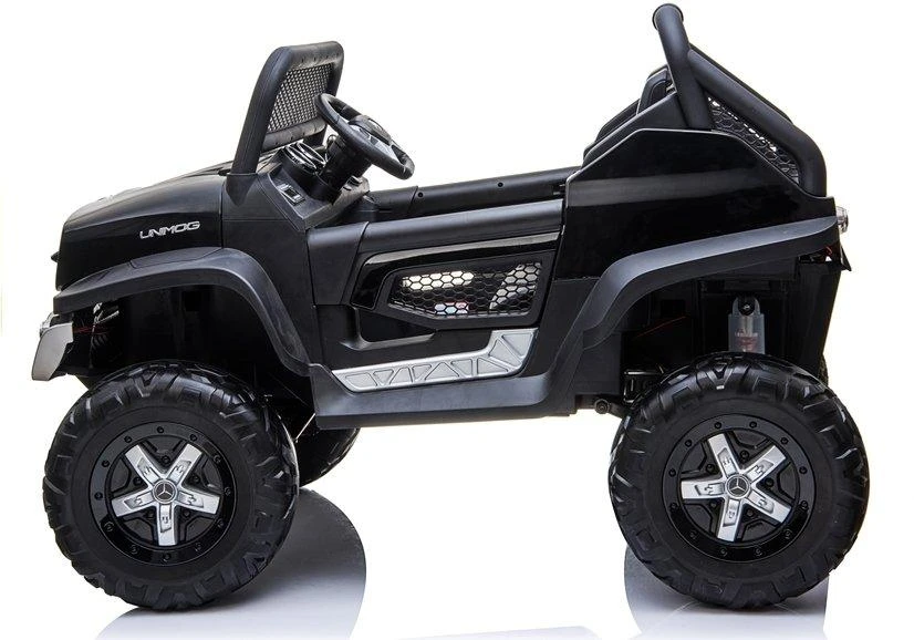 Lean Cars Mercedes Unimog elektrinis automobilis vaikams 4x4, juodas