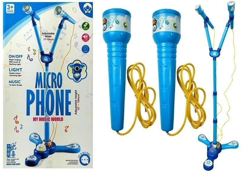 Lean Toys Vaikiškas karaokės rinkinys su mėlynu trikojo stovu