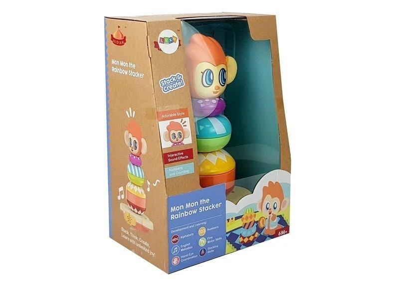 Piramidė Beždžionėlė Lean toys Mon Mon the Rainbow Stacker