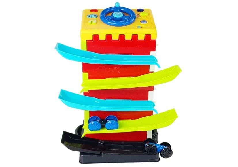 Lean Toys Čiuožykla Šliaužtuvų blokų edukacinis takelis su automobilių rūšiavimo šviesomis ir garsais
