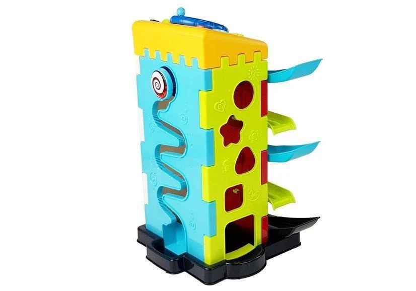 Lean Toys Čiuožykla Šliaužtuvų blokų edukacinis takelis su automobilių rūšiavimo šviesomis ir garsais