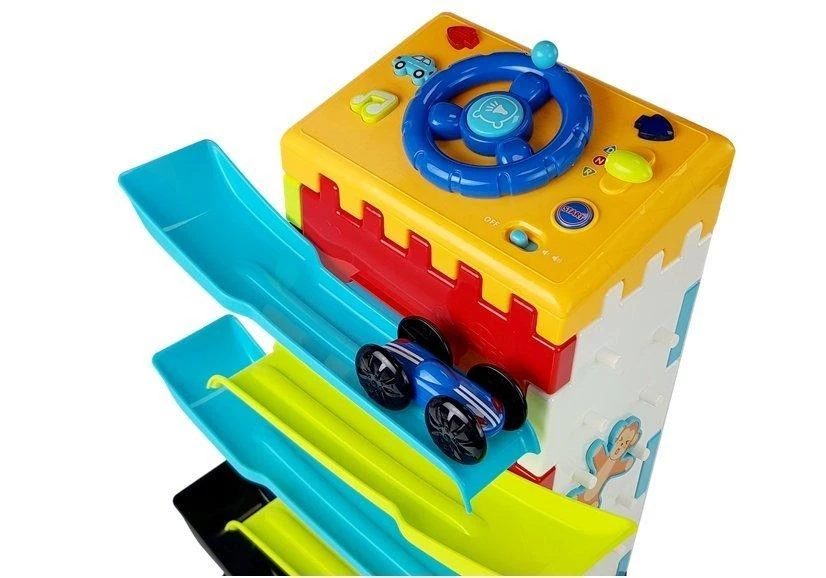 Lean Toys Čiuožykla Šliaužtuvų blokų edukacinis takelis su automobilių rūšiavimo šviesomis ir garsais