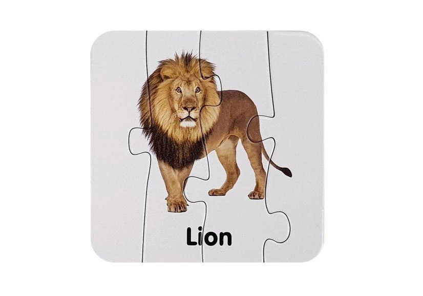 Lean Toys Edukacinė dėlionė "Laukiniai gyvūnai", anglų k., 10 derinių