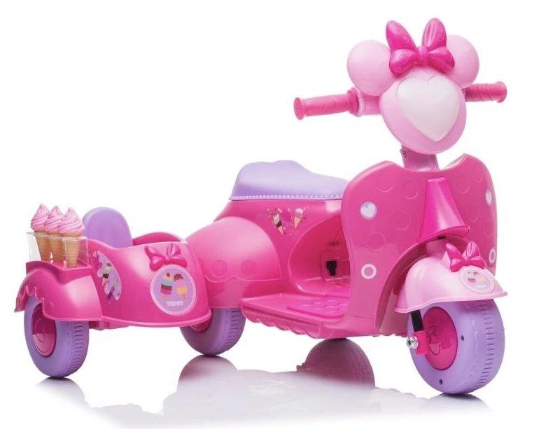 Lean Cars CREAM Triratis elektromobilis Scooter Ice Kreminis Shop JT5258, rožinis