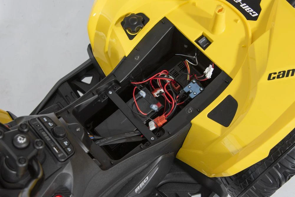 Lean Cars Akumuliatorinis keturratis- visureigis vaikams „Can-Am Renegade 4x4“, geltonos spalvos