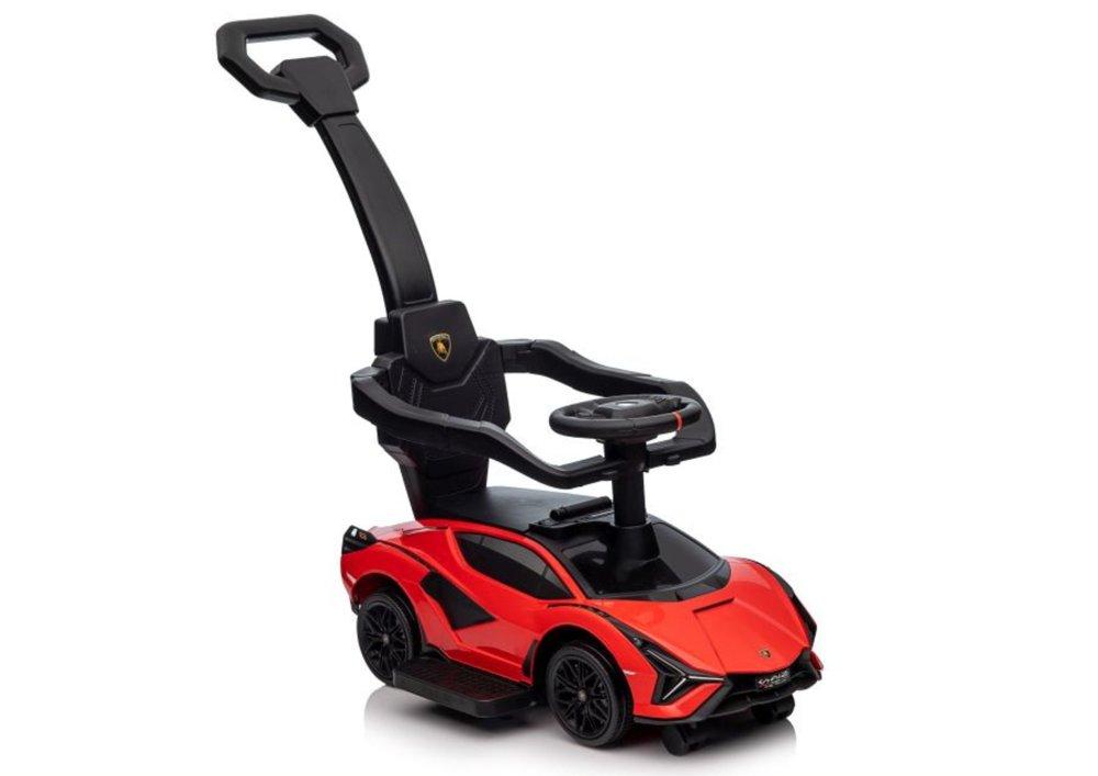 Lean Cars „Lamborghini QLS-996T“ važiuojamasis automobilis su stūmikliu, raudonas