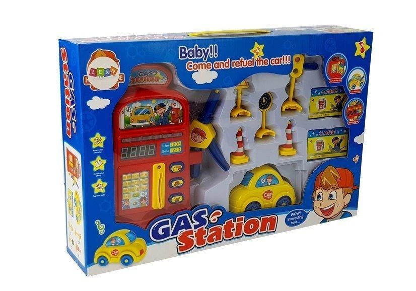 Lean Sport Lean Toys Nustatyti degalinės žaislinių automobilių kelio ženklų šviesos garsą