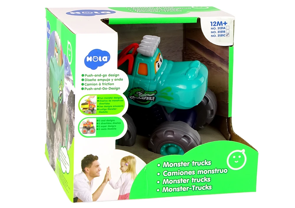 Lean Cars Lean Toys Automobilis krokodilas su dideliais ratais