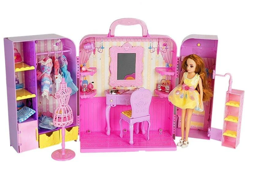 Lean Toys Lėlė su persirengimo kambariu ir priedais