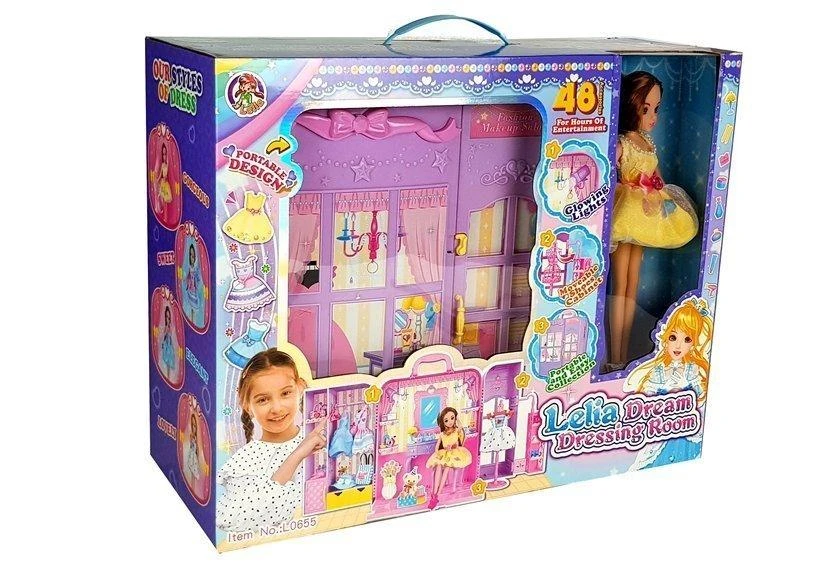 Lean Toys Lėlė su persirengimo kambariu ir priedais