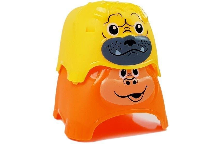 Piramidka Žaislinė piramidė vaikams Lean Toys su gyvūnų formos puodeliais