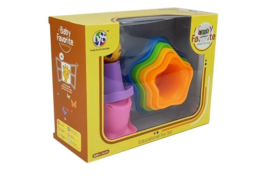 Lean Toys Vaivorykštės spalvų piramidė vaikams