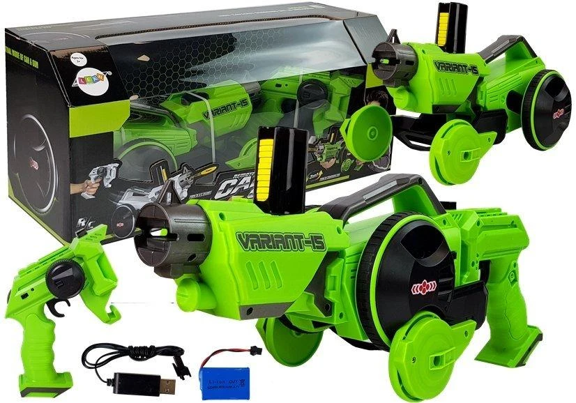 Lean Toys Nuotoliniu būdu valdomas automobilis-pistoletas 2in1, žalias