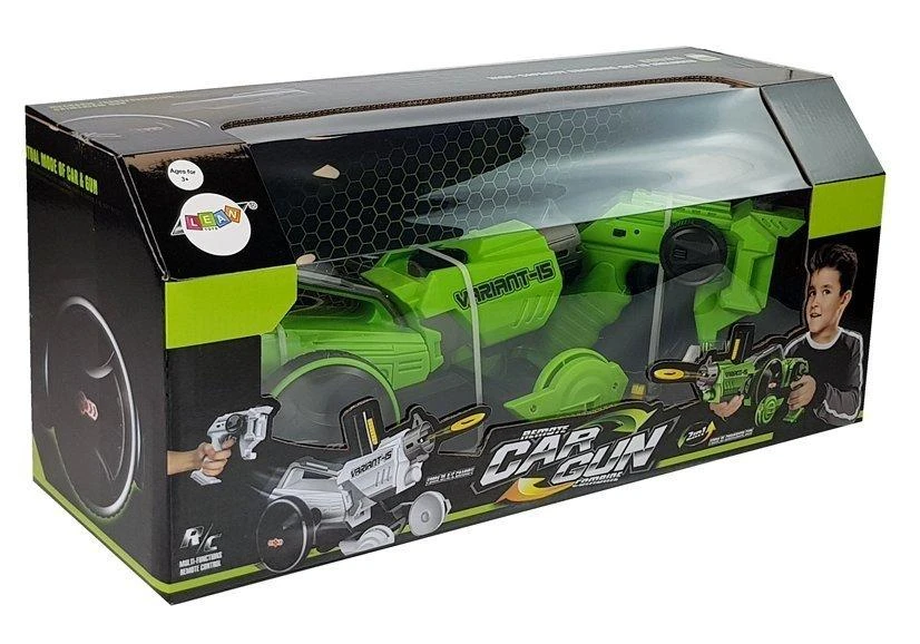 Lean Toys Nuotoliniu būdu valdomas automobilis-pistoletas 2in1, žalias