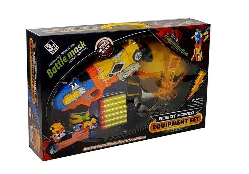 Lean Toys Vaikiškas pistoletas su putplasčio strėlėmis ir kauke