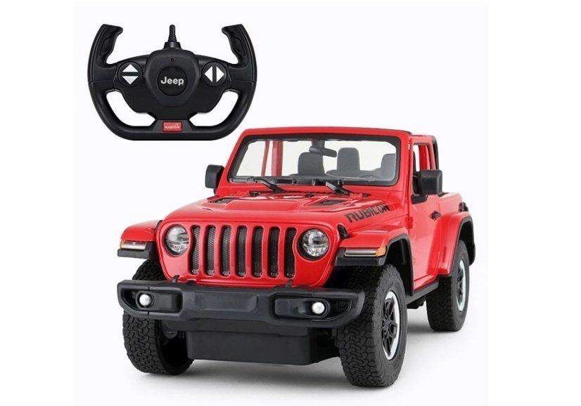 Rastar Nuotoliniu būdu valdomas raudonas Jeep Wrangler Rubicon 1:14 modelis