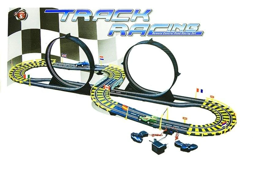 Lean Toys Automobilių lenktynių trasa su dviem mašinomis, 565 cm
