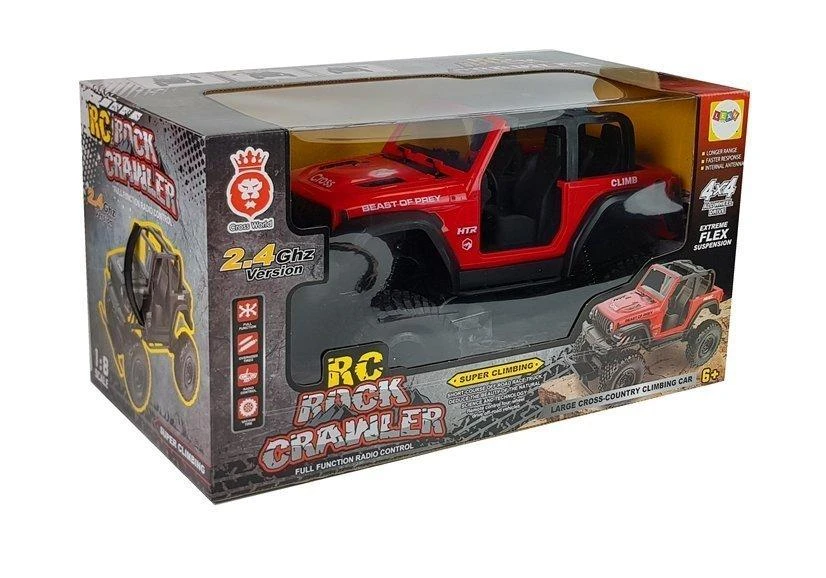Lean Toys Džipas 4x4 su nuotolinio valdymo pultu 1:8, raudonas, 3 m.+
