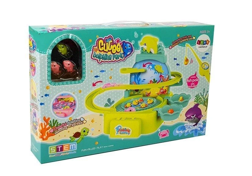 Lean Toys Šeimyninis žvejybinis žaidimas "Delfinų parkas", rožinis