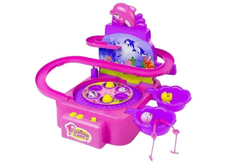 Lean Toys Šeimyninis žvejybinis žaidimas "Delfinų parkas", rožinis