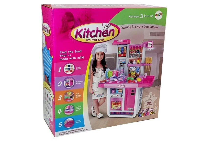 Vaikiška virtuvėlė Lean Toys su priedais ir jutikliniu ekranu