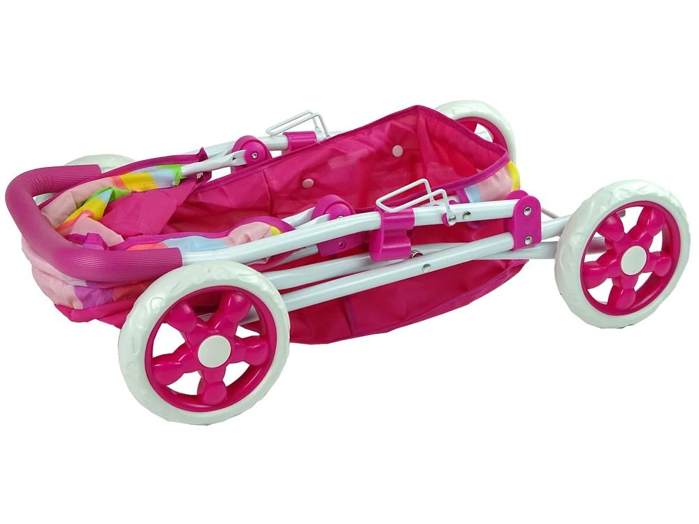 Lean Cars Vaikiškas lėlių vežimėlis su spalvotais žiedais, 66 cm